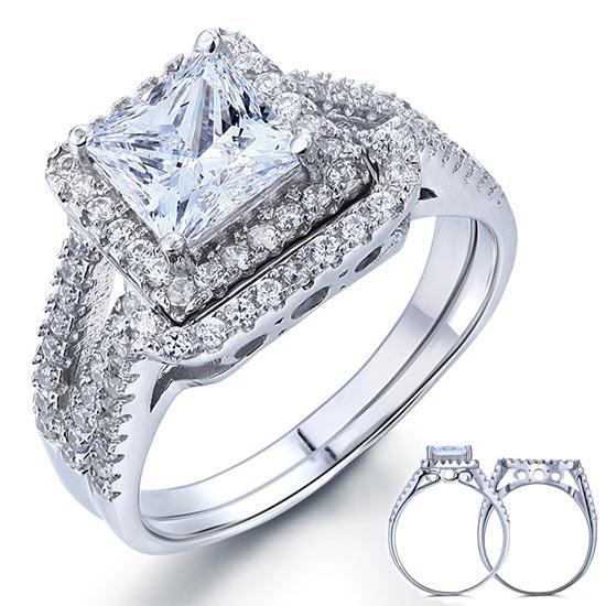 1.5 Carat Princess Created Diamond Ring Set