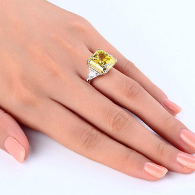 Three-Stone 8 Carat Yellow Canary Created Diamond Ring