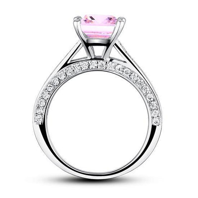 1.5 Carat Princess Cut Pink Created Diamond Ring