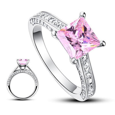 1.5 Carat Princess Cut Pink Created Diamond Ring