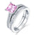 1.5 Carat Princess Cut Pink Created Diamond 2-Pc Ring Set