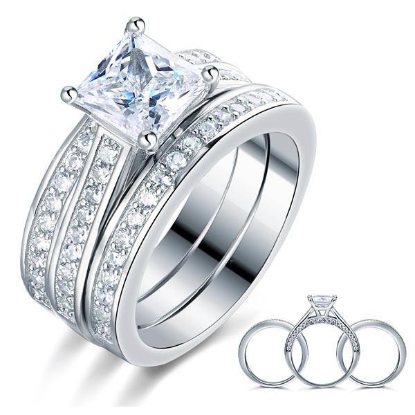 3 Pcs Created Diamond Ring Set