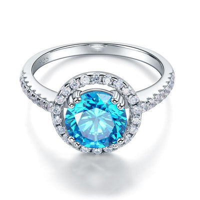 Halo Ring 2 Carat Fancy Blue Created Diamond