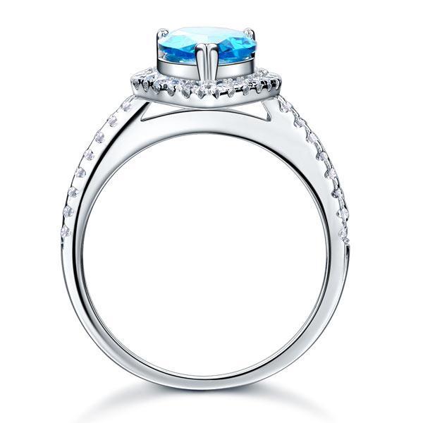 Pear Cut Blue Created Diamond Ring