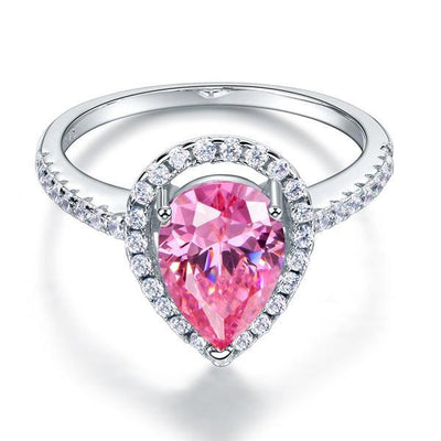 Pear Cut Fancy Pink Created Diamond Ring
