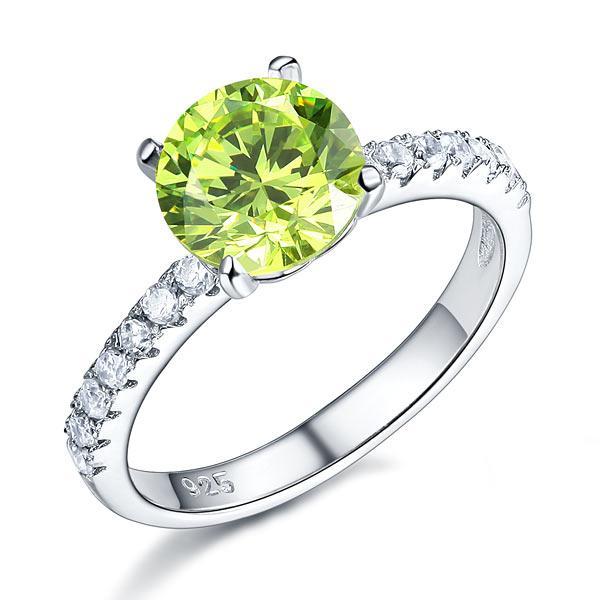 2 Carat Green Bridal Ring