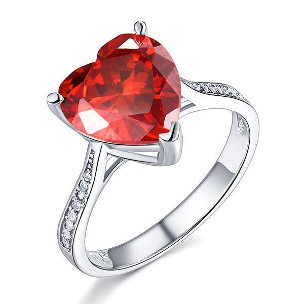 3.5 Carat Heart Ruby Red Created Diamond Ring