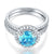 Halo Ring Set 2 Carat Blue Created Diamond