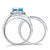 2 Carat Pear Fancy Blue Created Diamond Ring Set