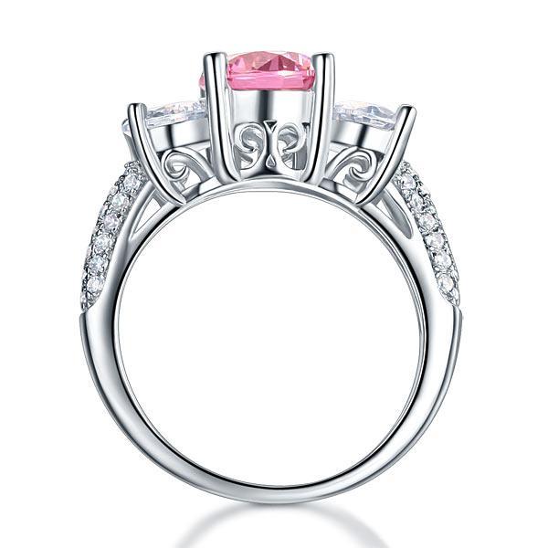 2 Carat 3-Stone Fancy Pink Created Diamond Ring