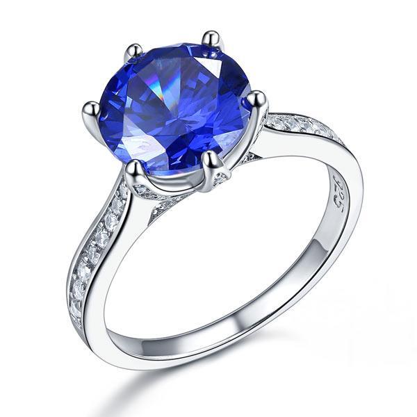 3 Carat Blue Created Tanzanite Ring