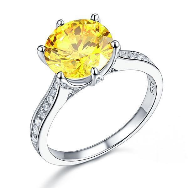 3 Carat Yellow Canary Created Diamond Ring