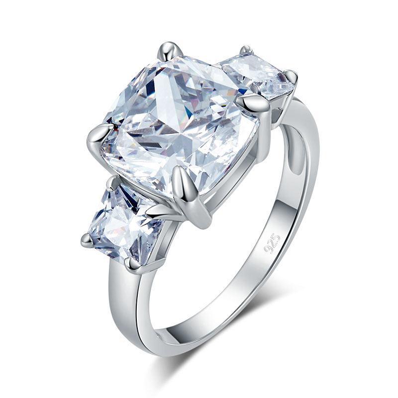 Cushion Cut Three-Stone 4 Carat Ring