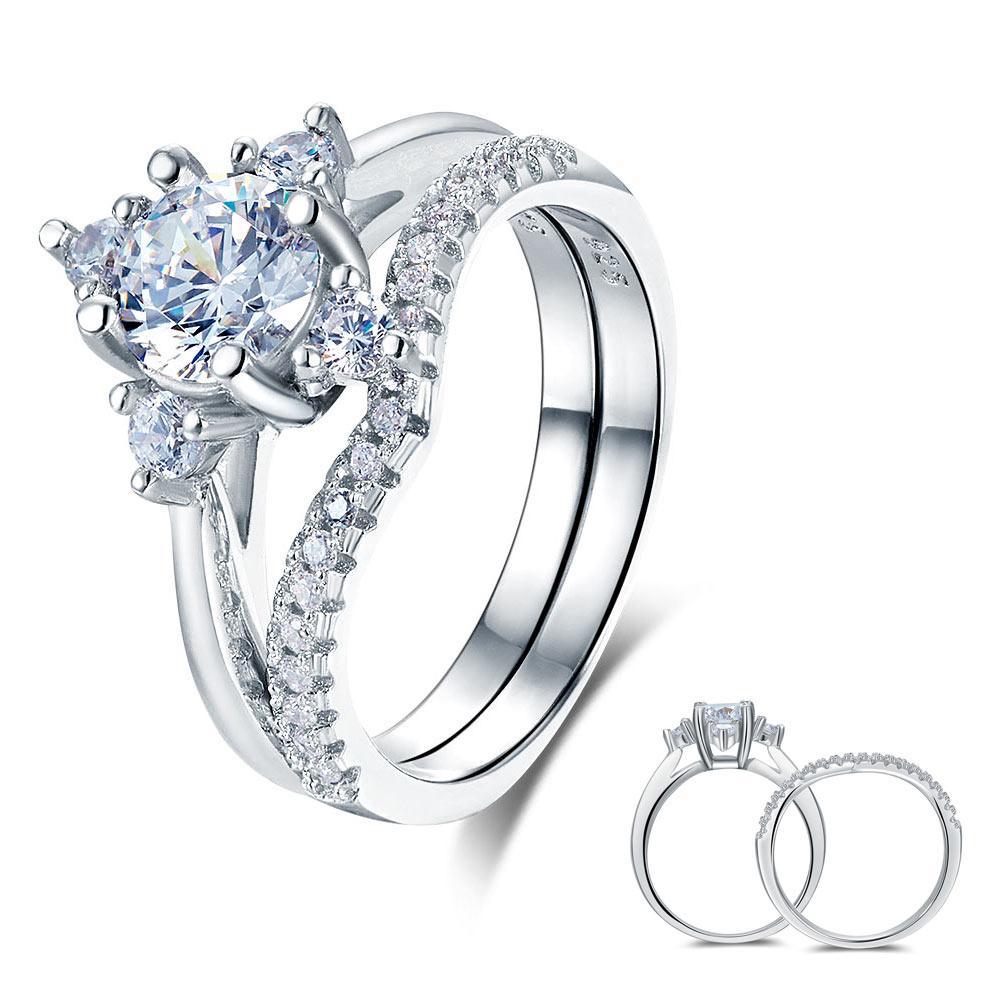 2-Pcs Ring Set 1 Ct Round Cut