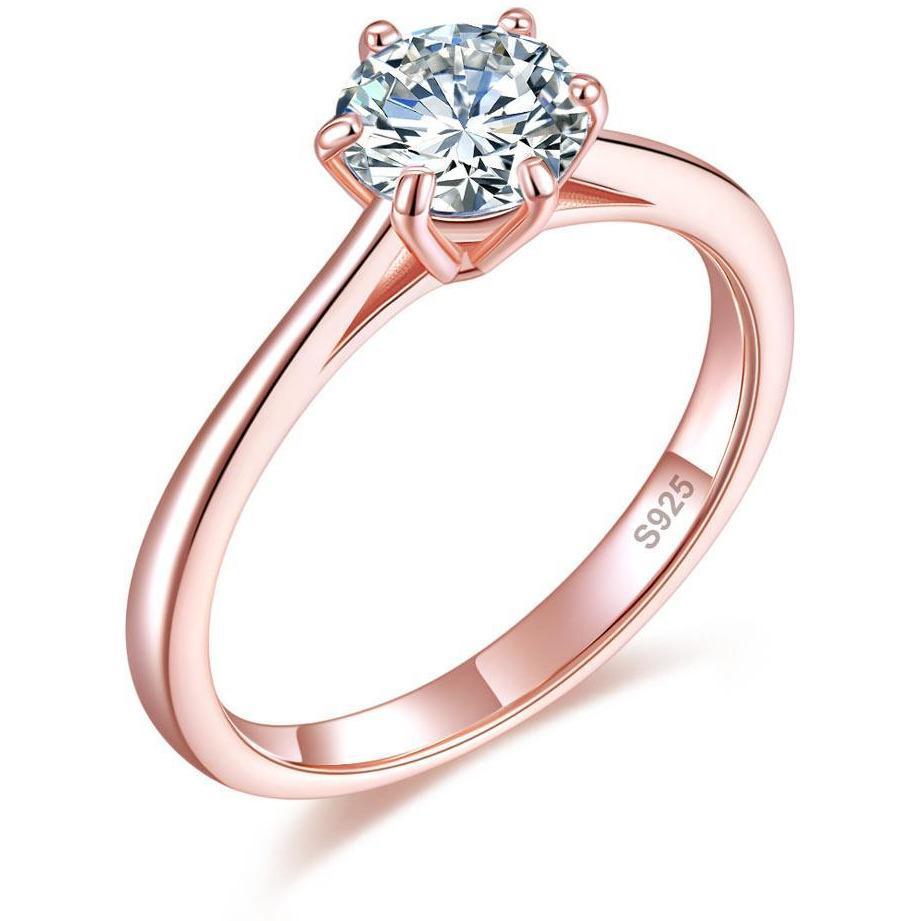 1 Carat 6 Claw Solitaire Rose Gold Ring