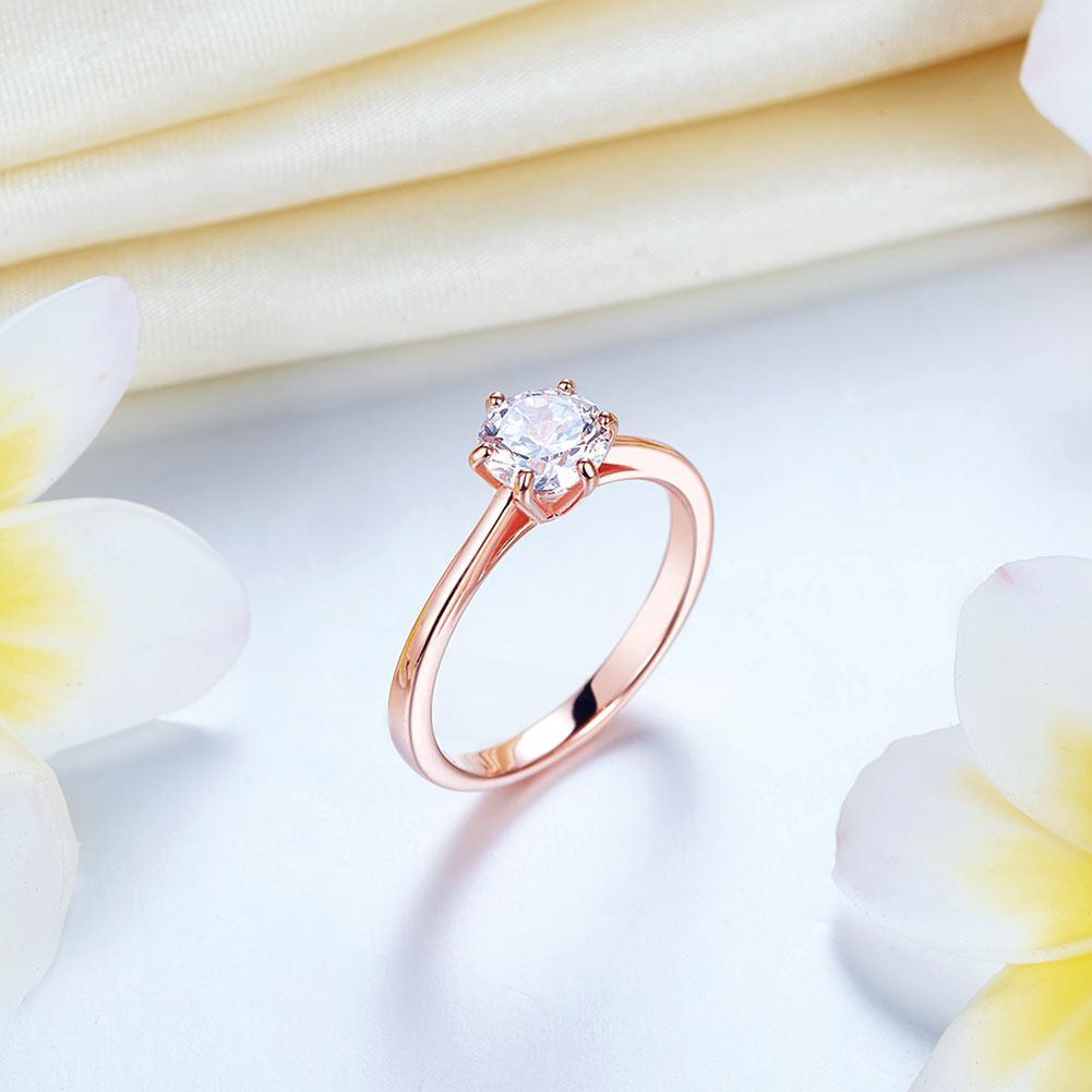 1 Carat 6 Claw Solitaire Rose Gold Ring EllaPhase