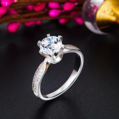 Engagement Crown Ring 1 Ct Created Diamond
