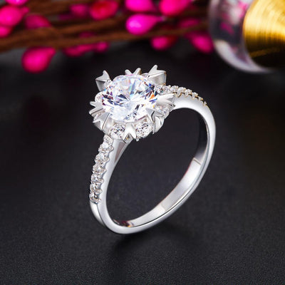 Created Diamond Flower Ring